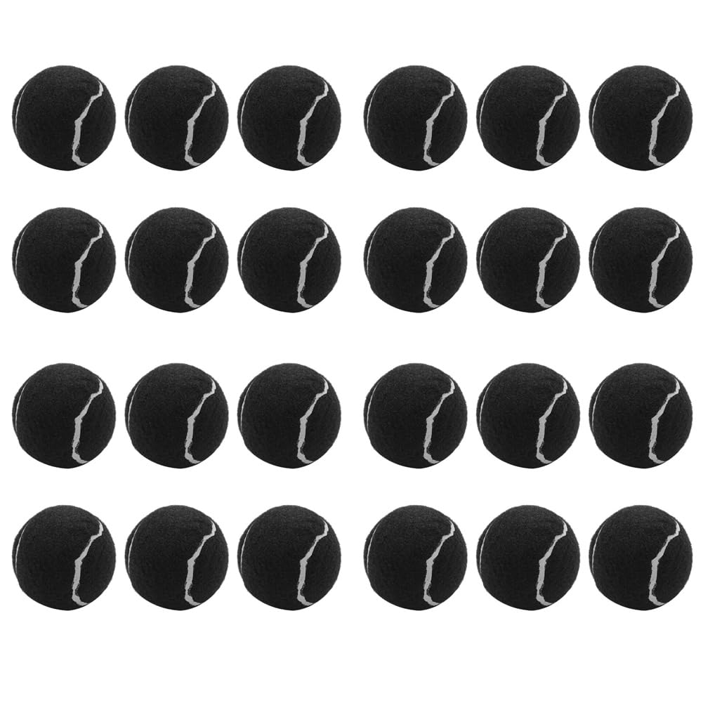 Paquete de 24 Pelotas de Tenis, Pelotas de Entrenamiento Elásticas Resistentes Al Desgaste, 66 mm, Pelota de Tenis para Práctica de Principiantes para Damas, Negro