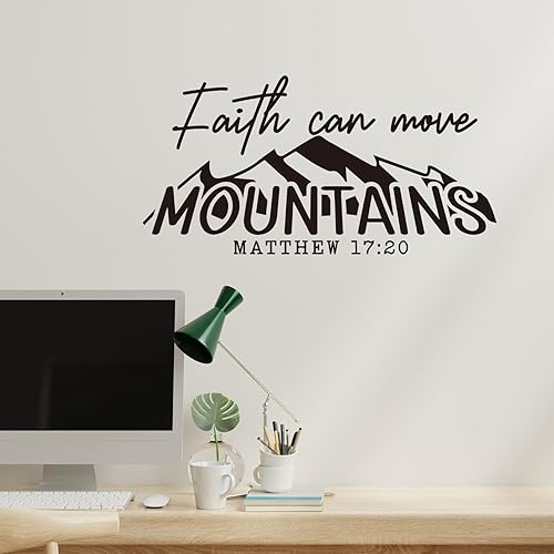 Miniatura 2 de Faith Can Move Mountains - Calcomanía de vinilo para pared, citas cristianas, refranes inspiradores, escritura a mano, decoración del hogar