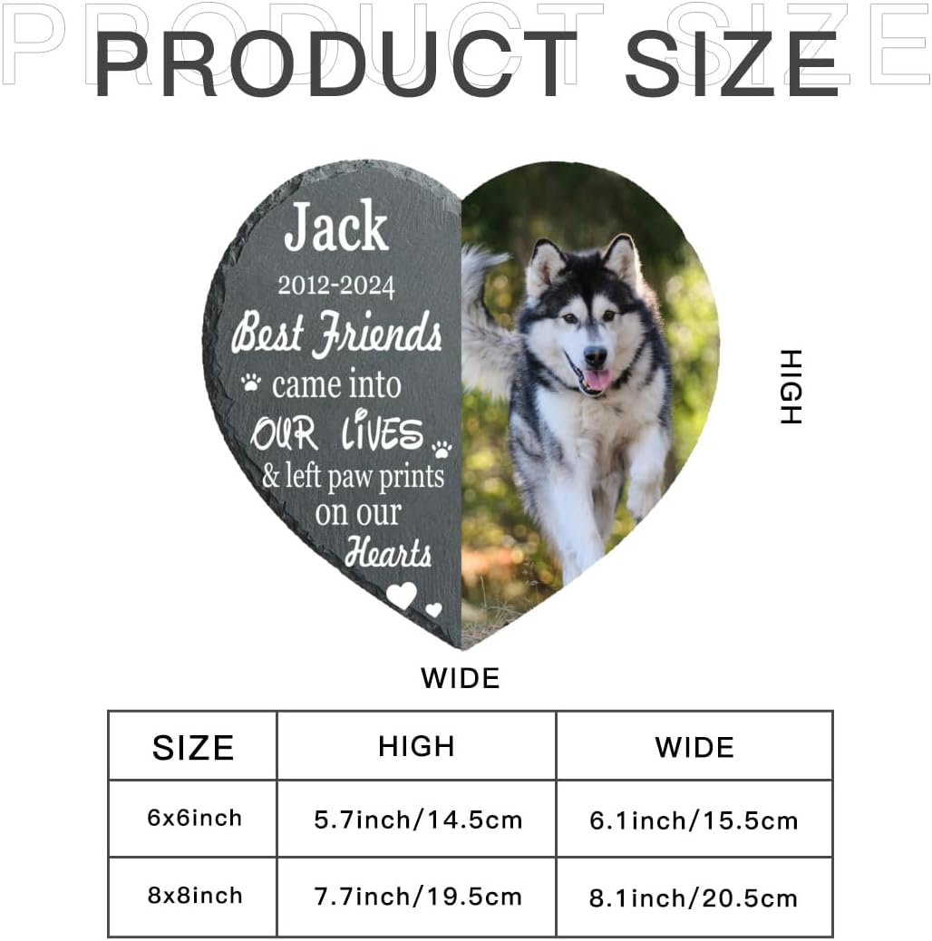Paw Print Pet Heart Shaped Dog Memorial Stone with Photo Frame, Dog Memorial Stone, Pet Memorial Stone, Pet Grave Marker Headstone, Personalized Pet Memorial Gift, Loss of Dog Cat Sympathy Gift