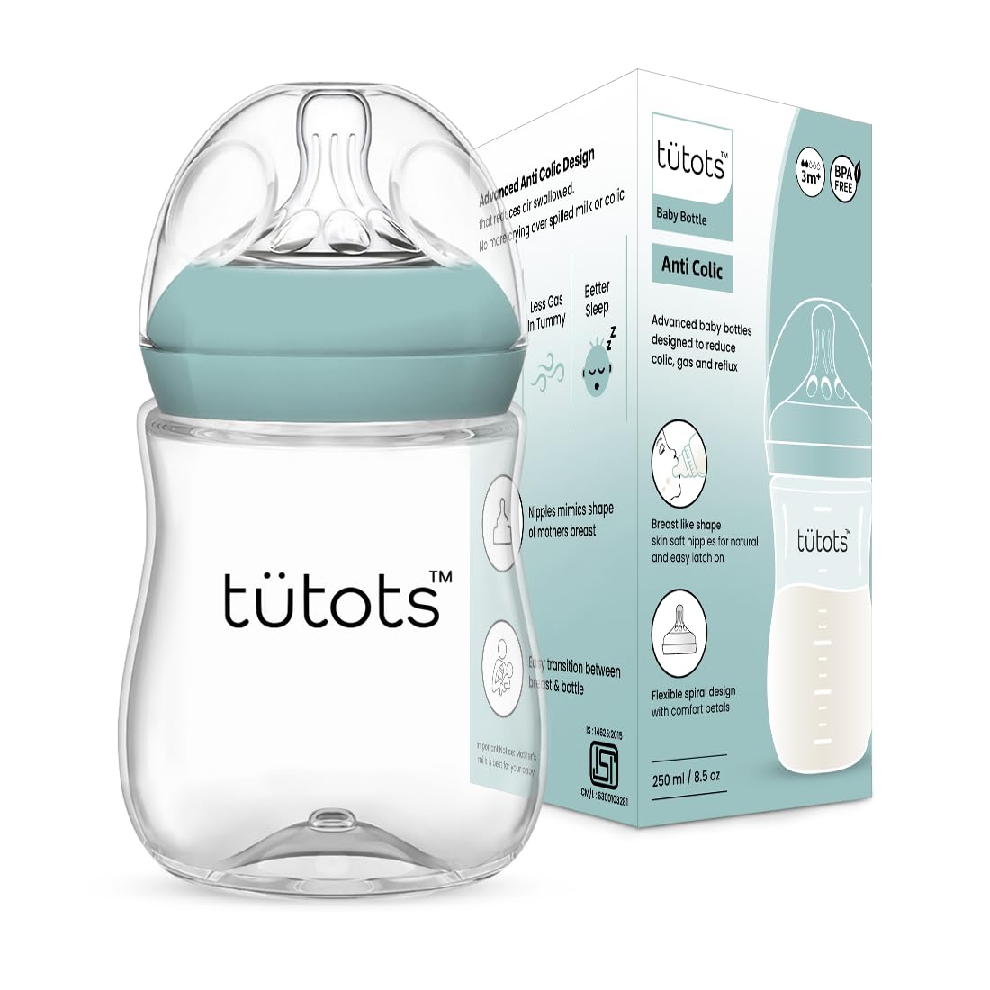 tütots Baby Feeding Bottle | Anti-Colic | BPA-Free |Spiral Teat with Comfort Petals | 3-12 Months | 1+ Year| Easy Clean| 240 ml-image-23