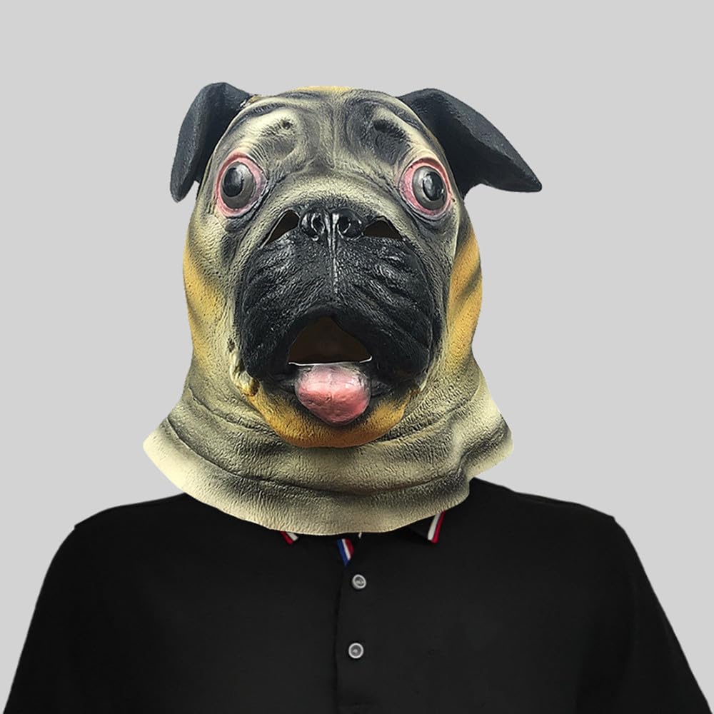 Shar Pei maska na głowę psa na Halloween, kostium na całą twarz, maski, zwierzę, lateks, cosplay, przebranie, rekwizyty