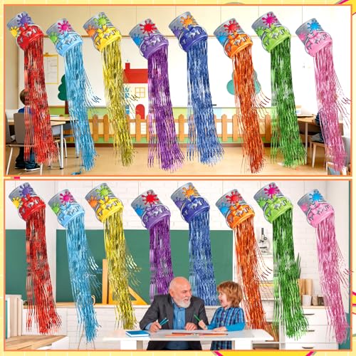 Image of Affrolling 8 Pcs Art Paint Party Decoration Back to School Paint Can Hanging Decorations with Tassels for Classroom Back to School Birthday Party Supplies 3.2 ft Summer Door Banner Sign Decor