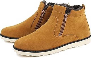 [イグル] スノーシューズ メンズ ジッパー 防寒防滑 スノーブーツ 防寒ブーツ スウェードシューズ スエード 裏起毛 カジュアル 雪靴 防寒靴 ムートンブーツ 23.5cm~28.0cm ブラック イエロー ブルー 冬靴 ビジネス 通勤 通学