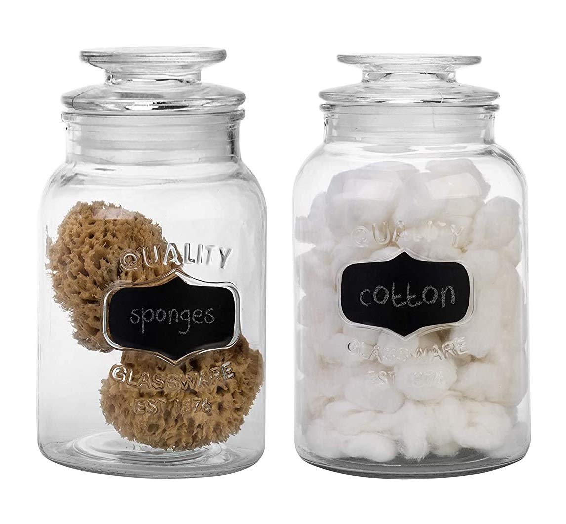 Ash & Roh® - Clear Glass Jar And Container With Air Tight Lid Storage of Spices and Dry Fruit (1500 ML COOKIE JAR, 4)