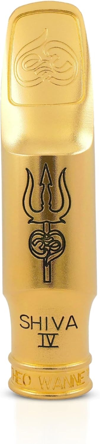 Theo Wanne Shiva 4 Alto Saxophone Mouthpiece with 24k Gold Plated Brass, Step and Rollover Baffle, Laser-Beam Focus & Small Chamber for Pop, Rock and Roll, Funk & Commercial Genres - Size 7(.081")