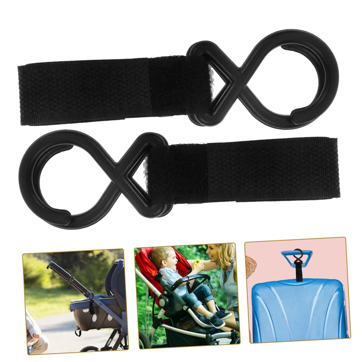 BESPORTBLE 12Pcs Stroller Hooks for Diaper Bags Durable Cart Hangers with Hook and Loop Fastener Multi Function Accessories for Strollers Wheelchairs and Shopping Carts