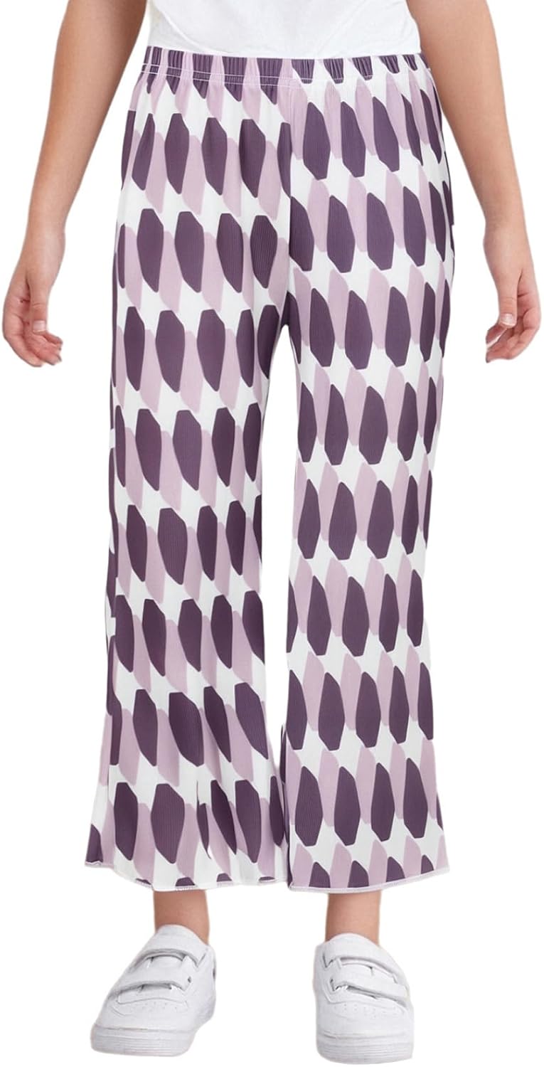 Girls Summer Hippie Pants Lightweight Retro Bell Bottoms Colorful Print Stretchy Long Trousers