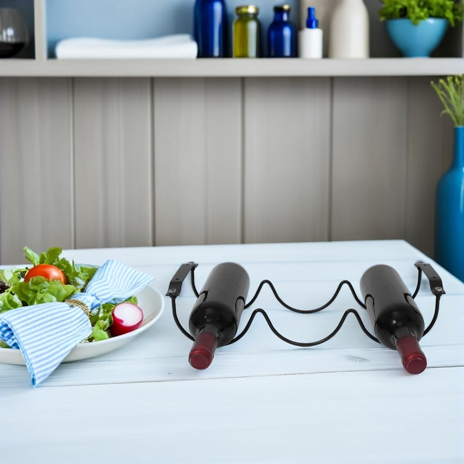 VILLCASE 2pcs Metal Wine Rack for Kitchen Countertop Freestanding Compact Cabinet Wine Storage Rack Stackable Pantry Organizer for Home Bar