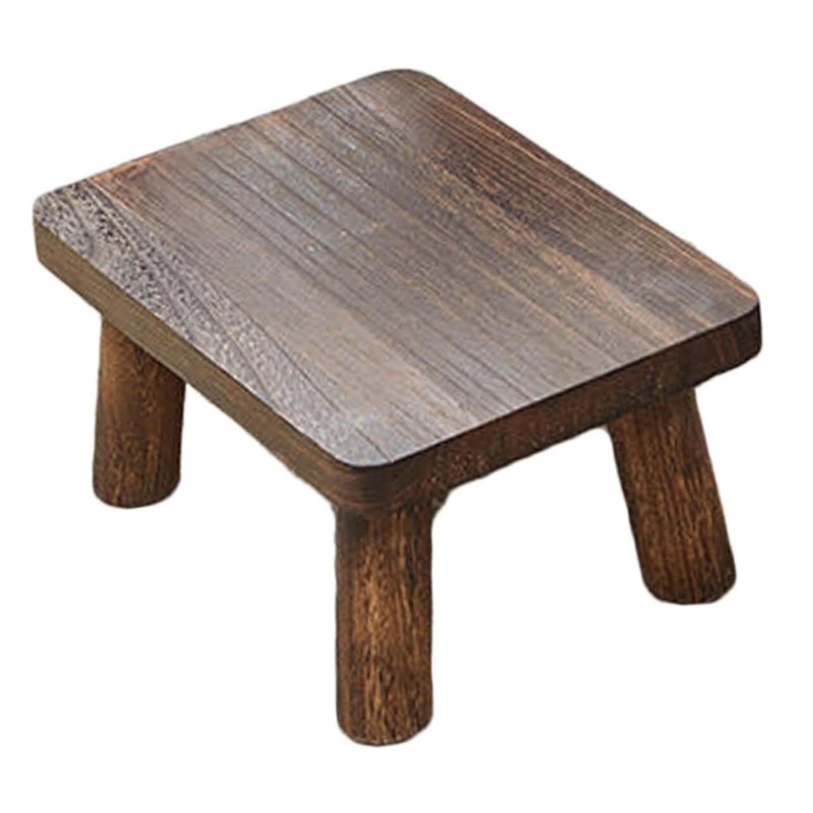 Taburete pequeño de Madera Maciza Vintage de Madera quemada Escalera
