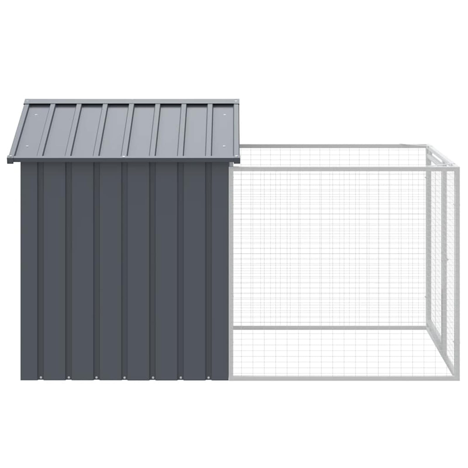 Gecheer Casetta,Cuccia,Gabbia,per Cani,da Esterno,in Acciaio Zincato,Antracite,con Recinti,117x201x123 cm,Casetta per Cani da Esterno,Cucce per Cani da Esterno