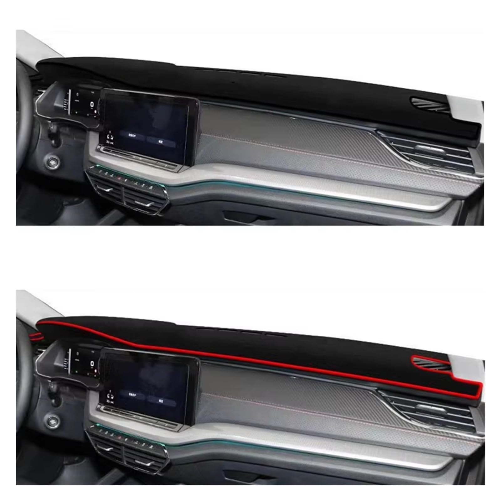 Dashboard Matte Für Skoda Für Octavia A8 2021-2024 Dashmat Abdeckung Matte Armaturenbrett Sonnenschutzdach Schützen Teppich Kissen Zubehör Center Konsole Armaturenbrett Matte(Black(Red Edge)LHD)
