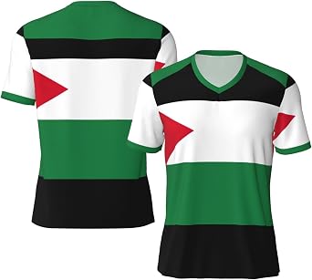 Palestinian Flag Rugby Football Jersey for Men, Comfortable V-Neck Loose Fit Top for Team Sports Athletics