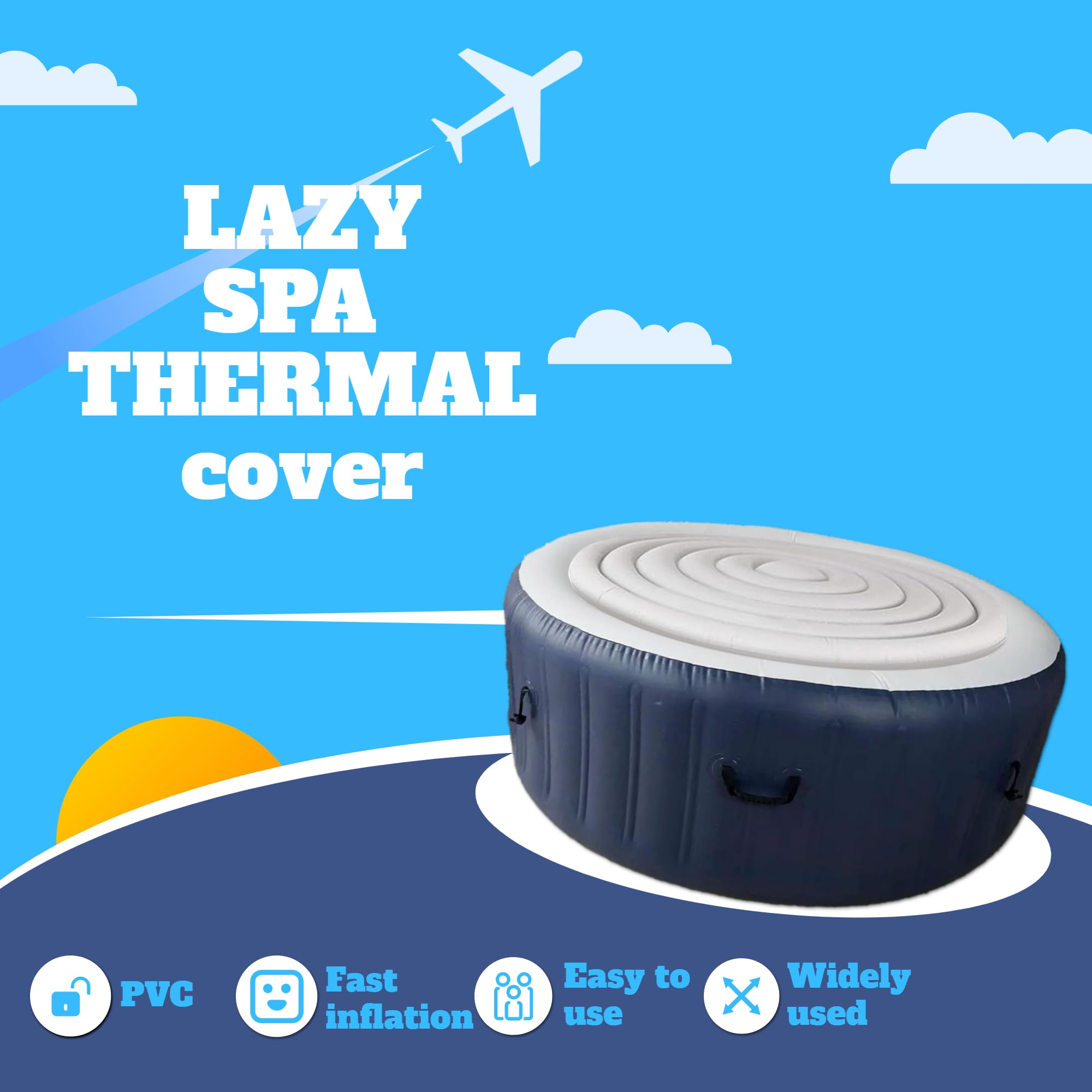 Tapa Inflable Para Spa/jacuzzi Redondo De Hasta 140 Cm - PVC, Ahorro De Energía, Fácil De Instalar, Para Piscinas De 4 Personas