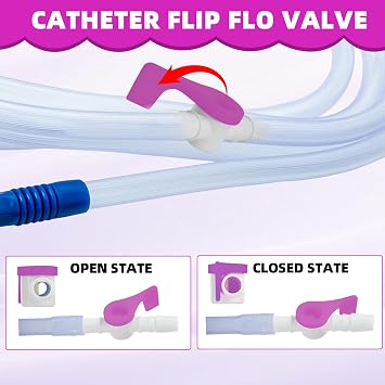 5PCS Urine Drainage Catheter valves, Easy to Use Urinary Drainage Bag Valve, Smooth Edges, and Tubing for Urinary Catheter Supplies, Adjustable Catheter tubing (Purple)