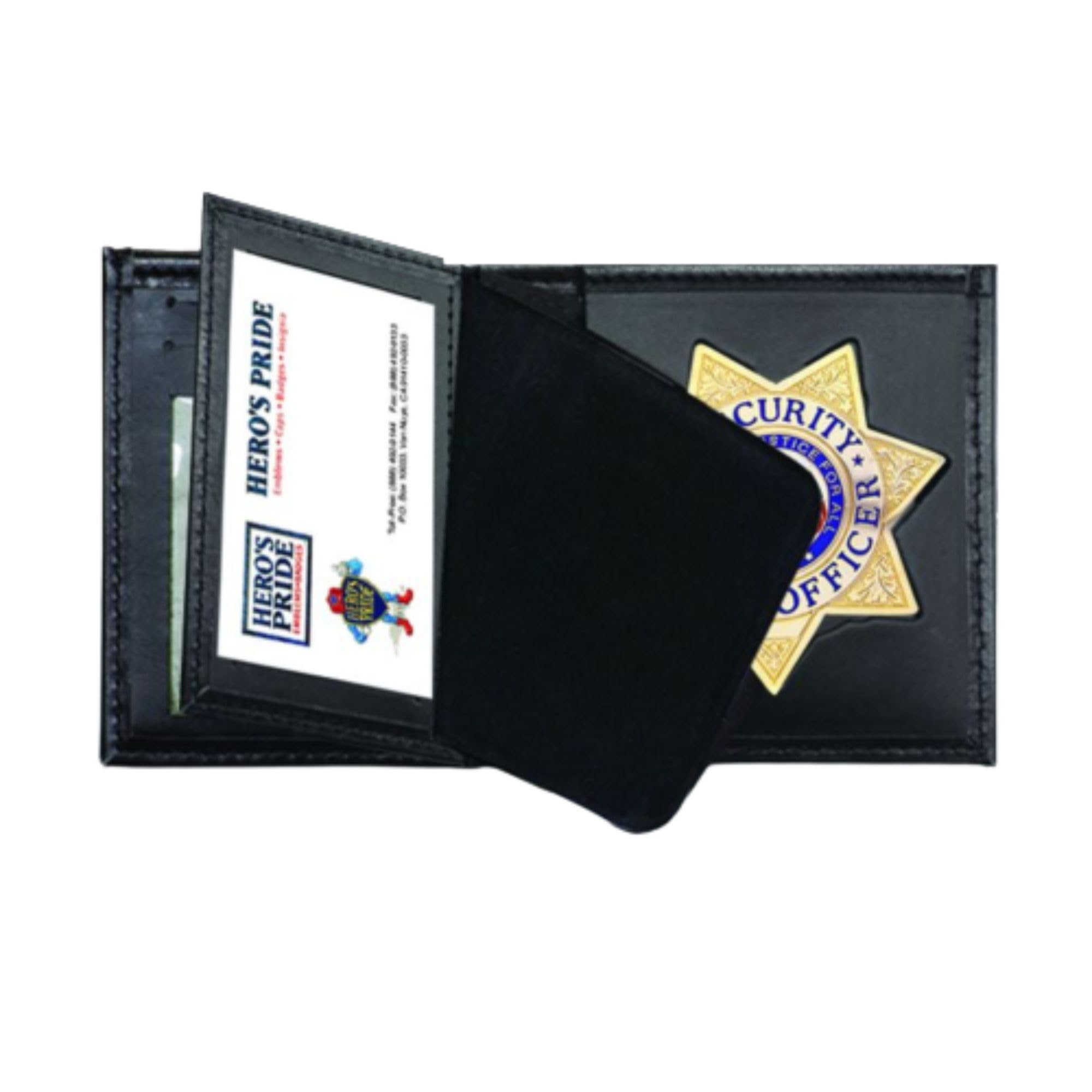 Hero's Pride Deluxe Bi-Fold Double ID Wallet with Recessed Badge Cutout, 7 Point Star, Fits Badge Size 2-3/4 x 2-3/4" (0010)