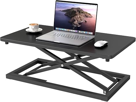 Standing Desk Converter 34x60cm Height Adjustable Sit Stand Desk Converter with 7 Height Levels Sit to Stand Converter Computer Desk Riser Laptop Stand for Home Office