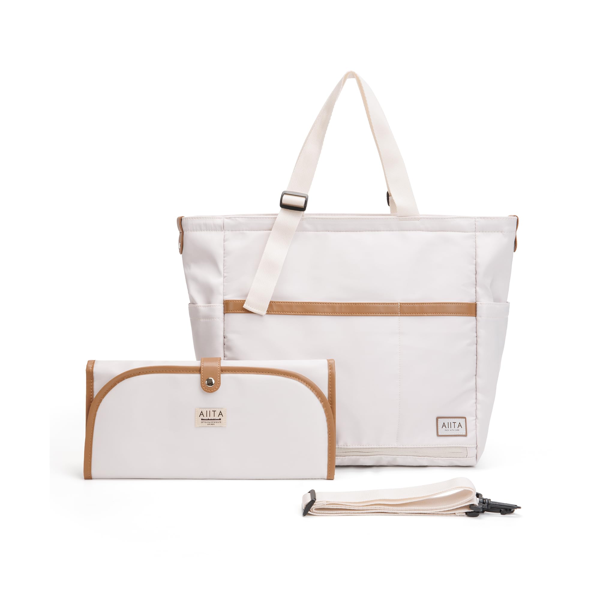 Bolsa de pañales con cambiador, elegante bolsa de pañales para mamá y papá, mochila de viaje convertible, bolsa de pañales de maternidad, bolsillos antirrobo, artículos esenciales para recién