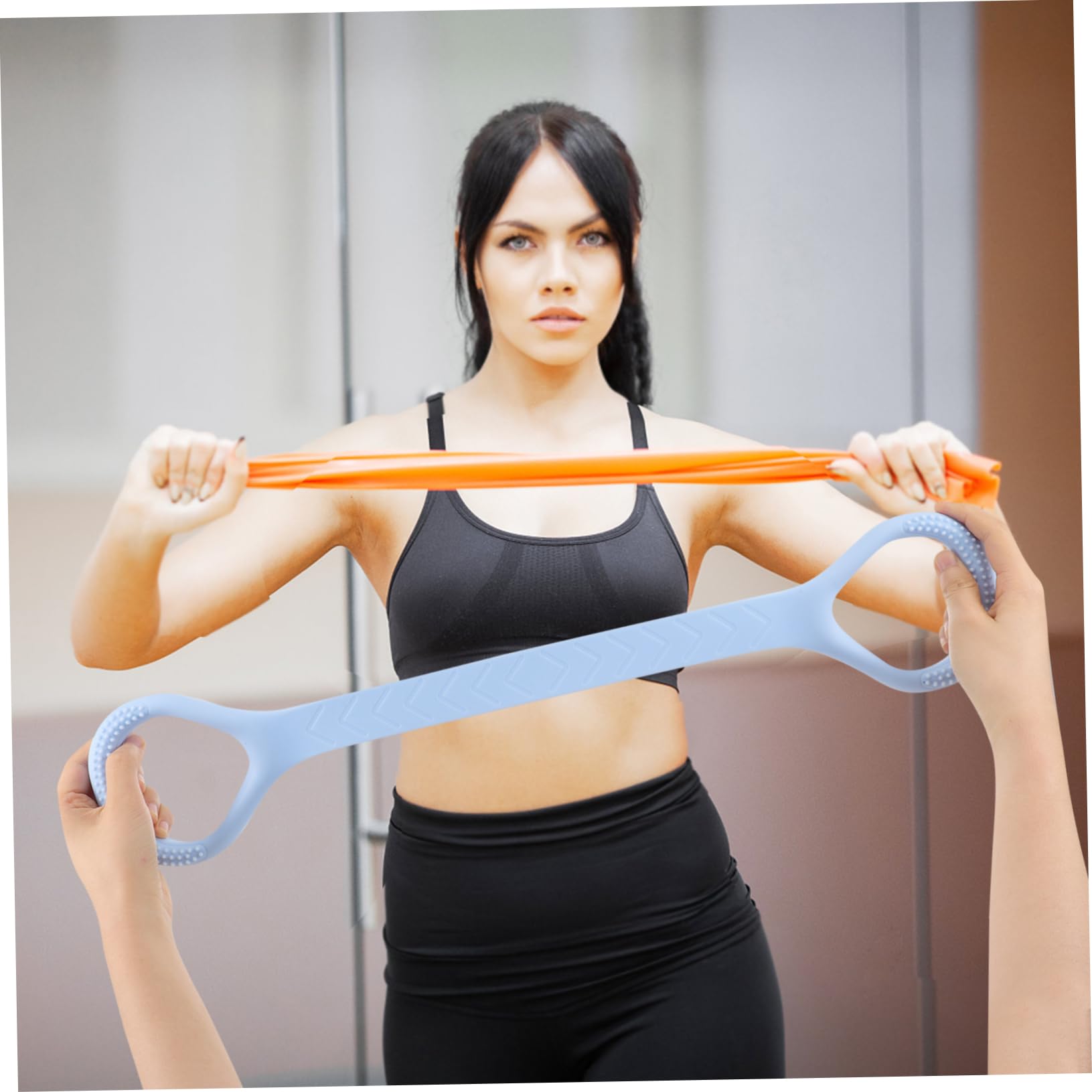 SUPVOX Figura 8 tenditore fasce per esercizi fasce fitness fascia elastica gruppo musicale bande di resistenza dell'allenamento cinghia elastica per yoga Gel di silice Sky-blue