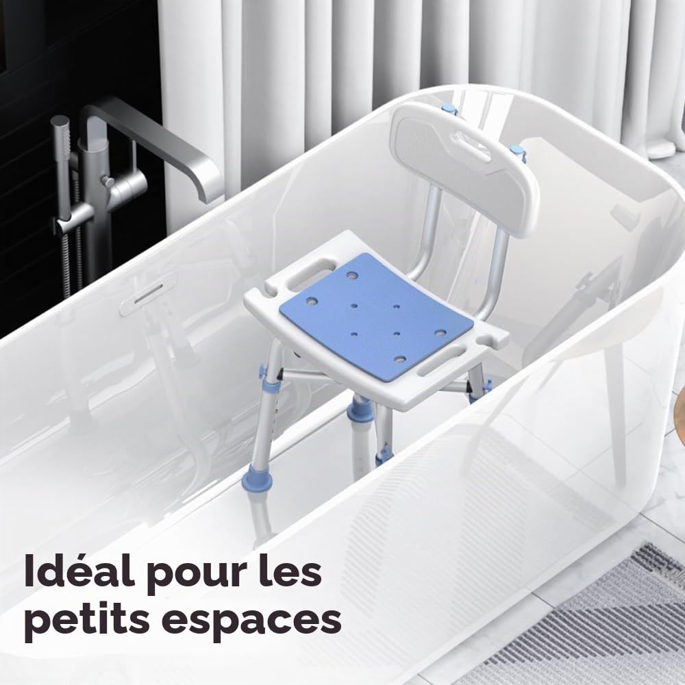 NEWFUN Chaise de Douche， Siege de Douche Adulte，Tabourets de Douche et de Bain, Chaise de Douche Antidérapante, Tabouret de Douche Antidérapant, Montage sans Outil, Siège de Bain pour Adultes, 150KG
