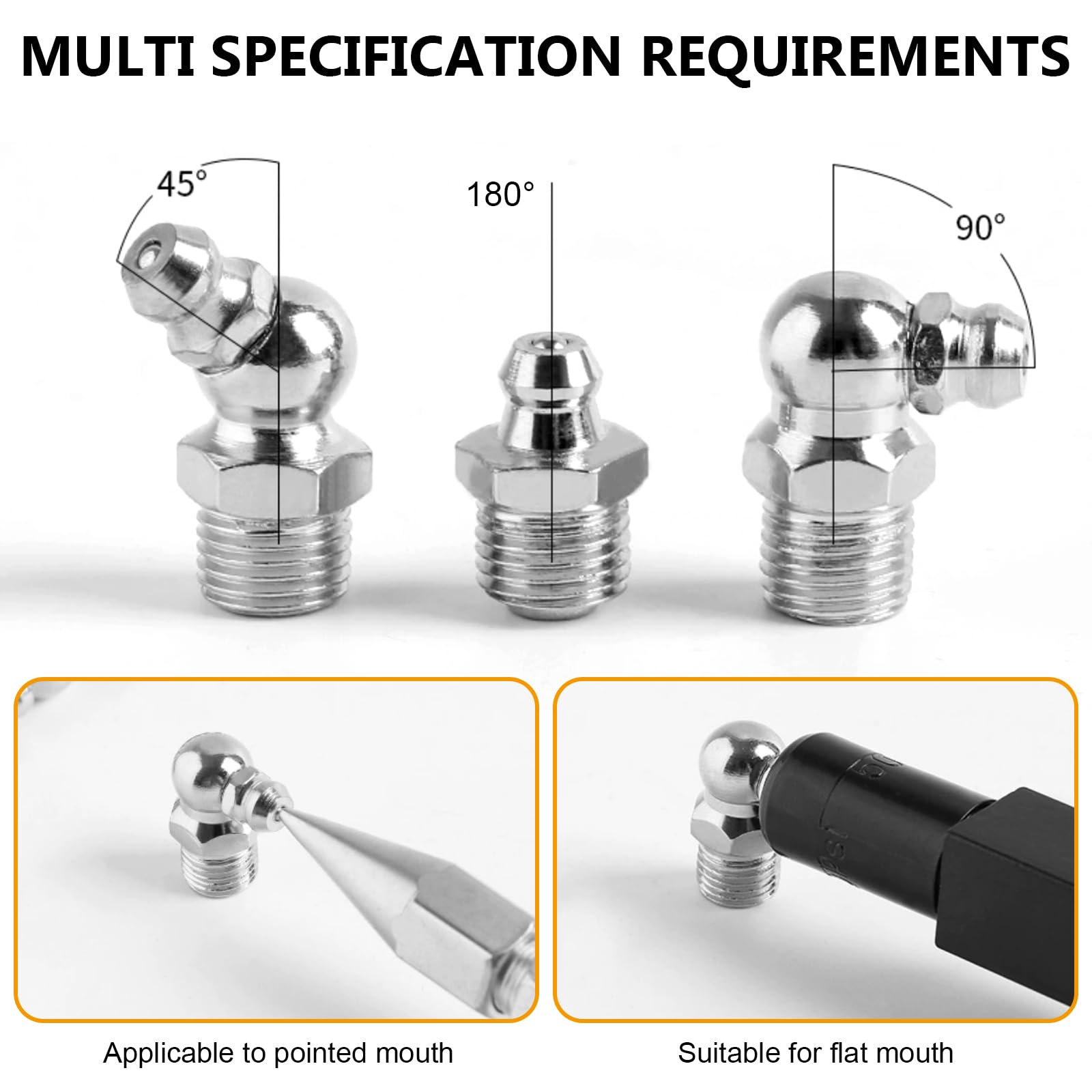 Assortiment 70 Graisseurs Droits Et Coudés 45°/90° - M6 M8 M10 1/4 1/8, BGS 8065-1