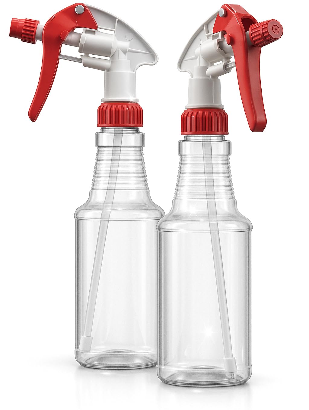 Empty Plastic Spray Bottles 16-Ounce BPA-Free Food Grade Crystal Clear M-Series Fully Adjustable Sprayer (not for oil), 2-Pack