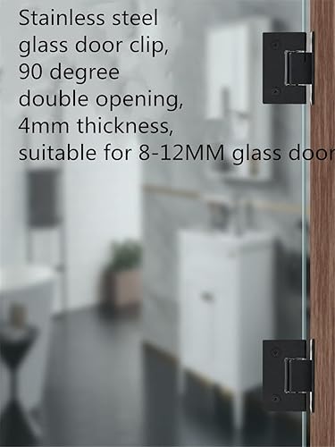 Miniatura 2 de JU+ Bisagras de pared para puerta de vidrio de 90 grados, accesorios de ducha, bisagra de puerta de ducha de vidrio, clip de baño de acero