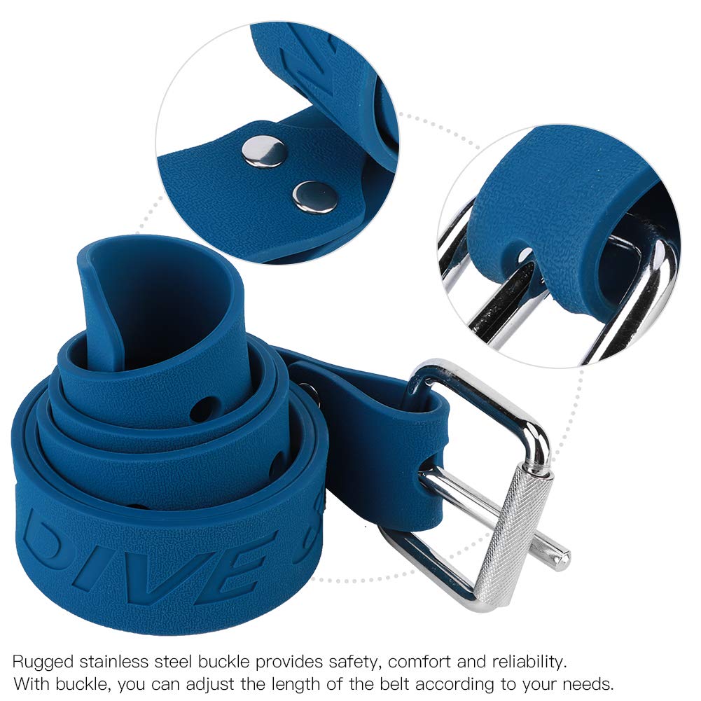 Cintura Resistente con Pesi per Immersione con Fibbia a Sgancio Rapido per Snorkeling e Immersioni in Apnea, Misura Regolabile 61 Pollici, Robusta Gomma Blu