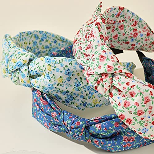 scicent Head Bands Adult Women Bow Print Hairbands Knotted Headband Fabric Print Hair Band Twisted Headwrap Bunny Ear Wide Hair Hoops Boho Headbands for Women 10906 - Image 3