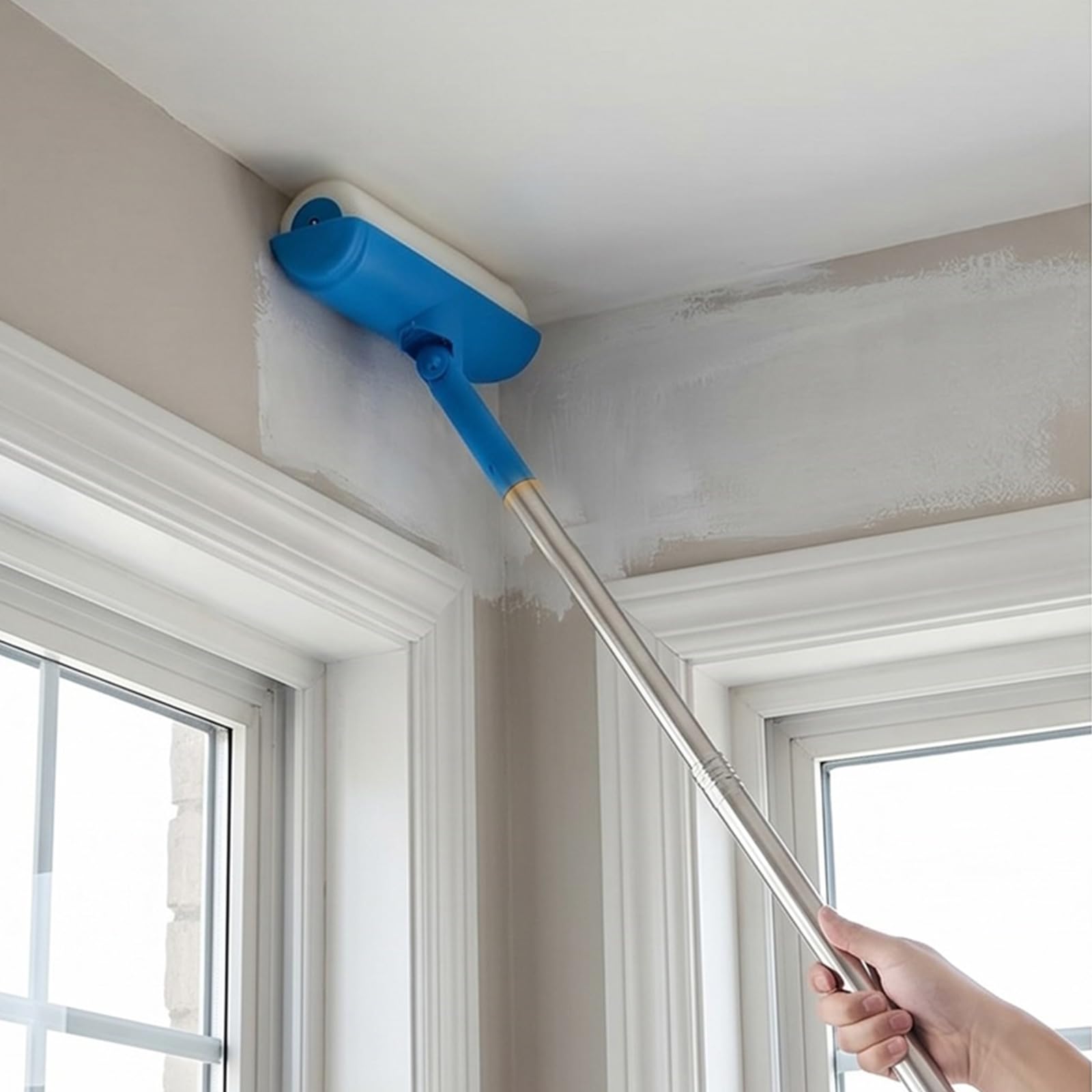 Rouleau de peinture de plafond avec couvercle anti-éclaboussures et poignée réglable - 25,4 cm - Kit anti-goutte