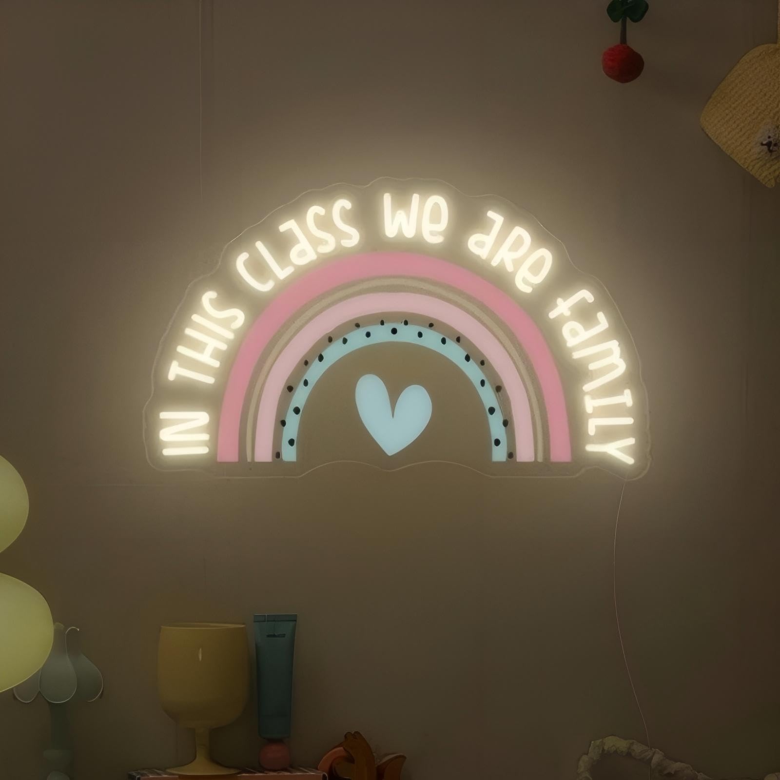 In This Class We Are Family Neon Sign, Back To School Gift, Classroom Decor, Teacher Gift Welcome Wall Decor, Cute Rainbow Sign, Reading Corner Decoration, Opening Season Theme Party Props