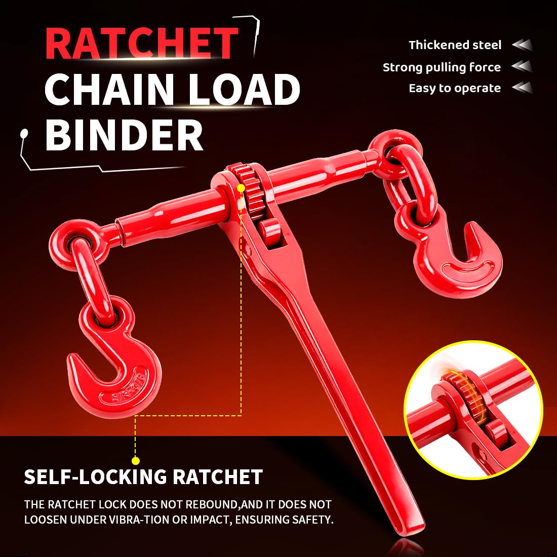 Ratchet Load Binders - 6600 LBS Secure Chain -2