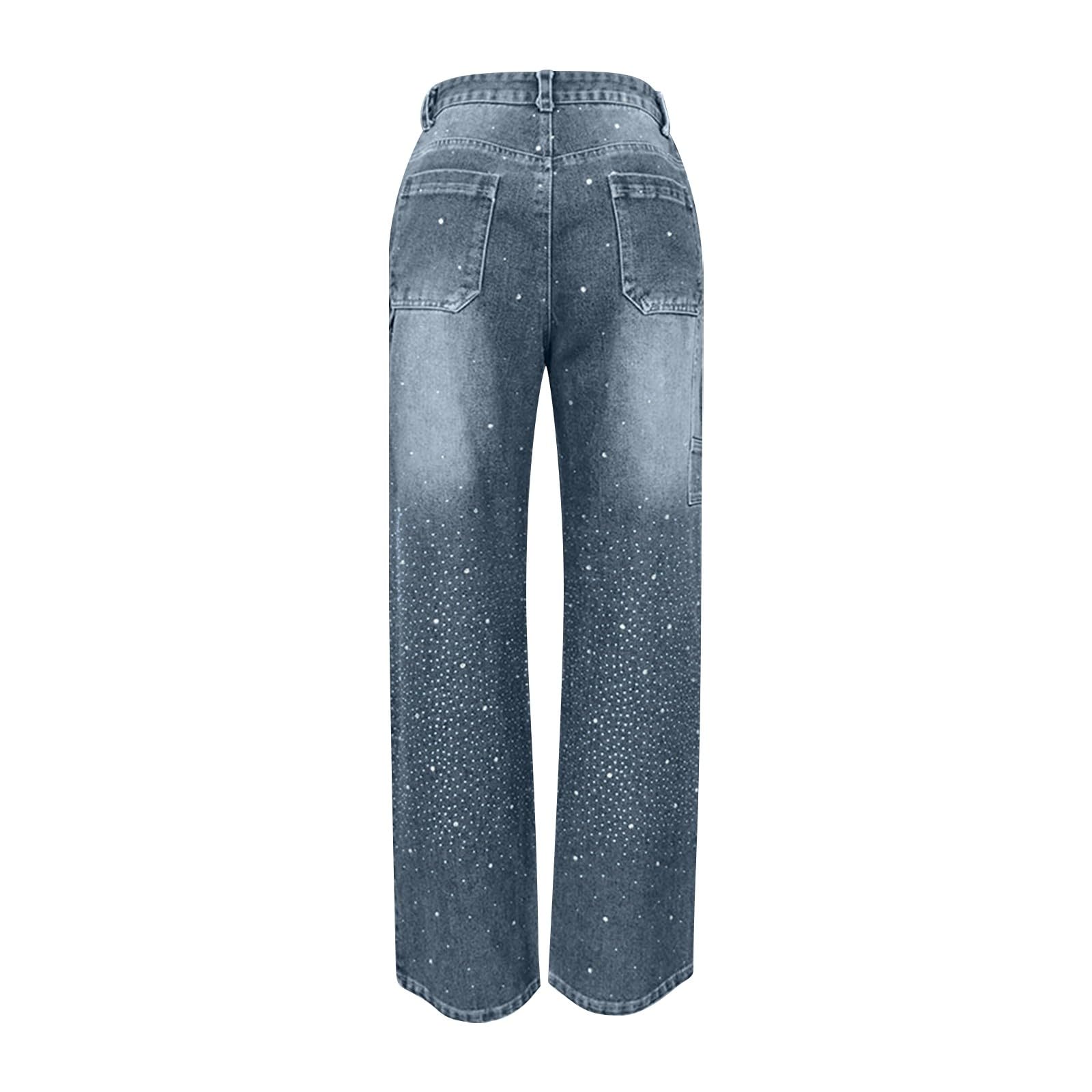 Jeans Donna Leggeri Jeans Vita Alta Larghi Casual Pantaloni Denim Baggy Curvy Leggeri Wide Leg Pantaloni Elasticizzati Gamba Larga Taglie Forti Eleganti Streetwear Y2k Moda Push Up
