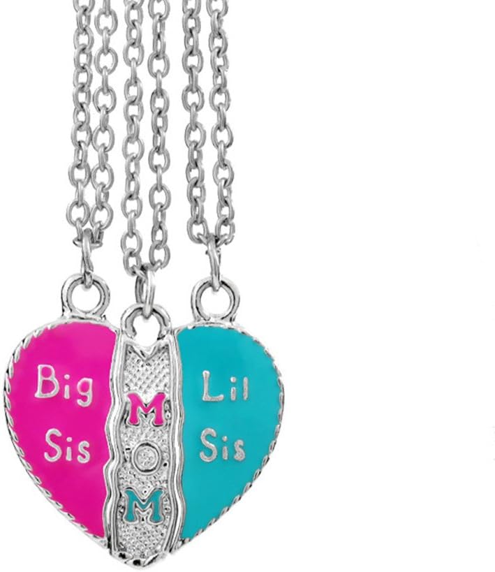 Mother Daughter Jewelry Big Sis Lil Sis Mom Broken Heart Puzzle Necklace Set