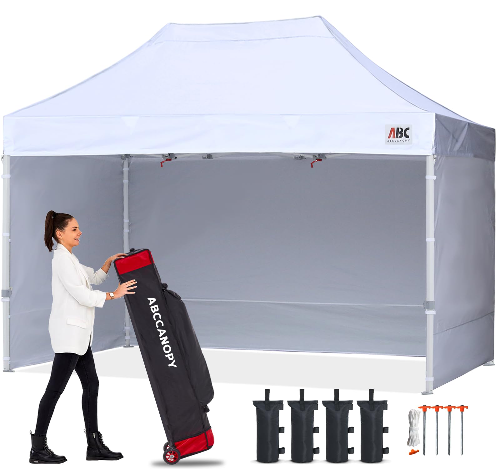  ABCCANOPY Easy Pop Up Canopy Tent with Sidewalls - Commercial Series, White, Durable and Portable for Outdoor Events
| 
