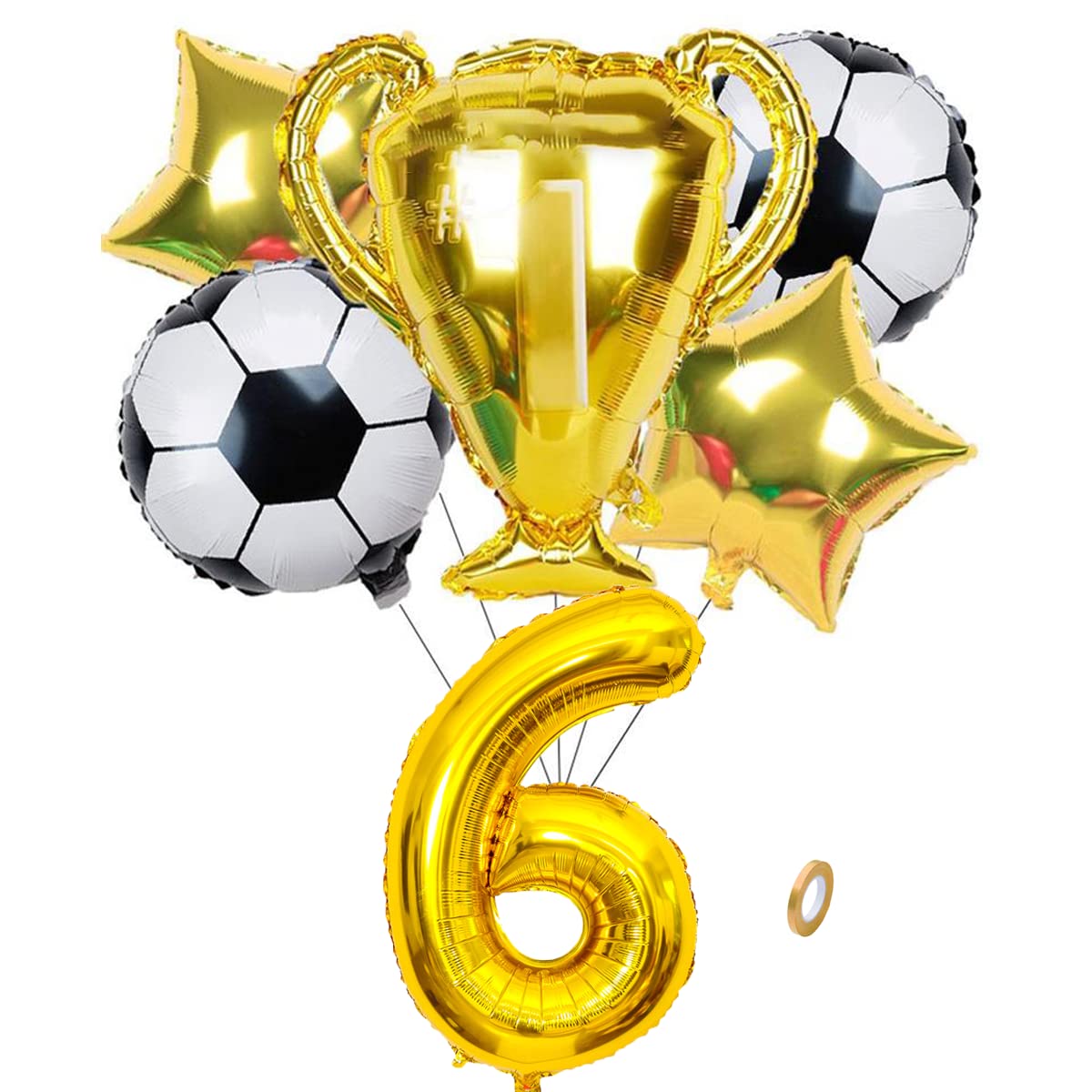 Palloncini Decorativi Per Festa Di Compleanno A Tema Calcio – Set Con Numero 32'', Pallone E Stelle – Oro E Nero