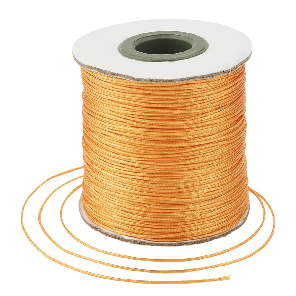 Bestewelry 185 Yards 0.5mm Waxed Polyester Cord Thread Waxed Beading Strings for Jewelry Bracelet Making Macrame Leather Sewing, Orange
