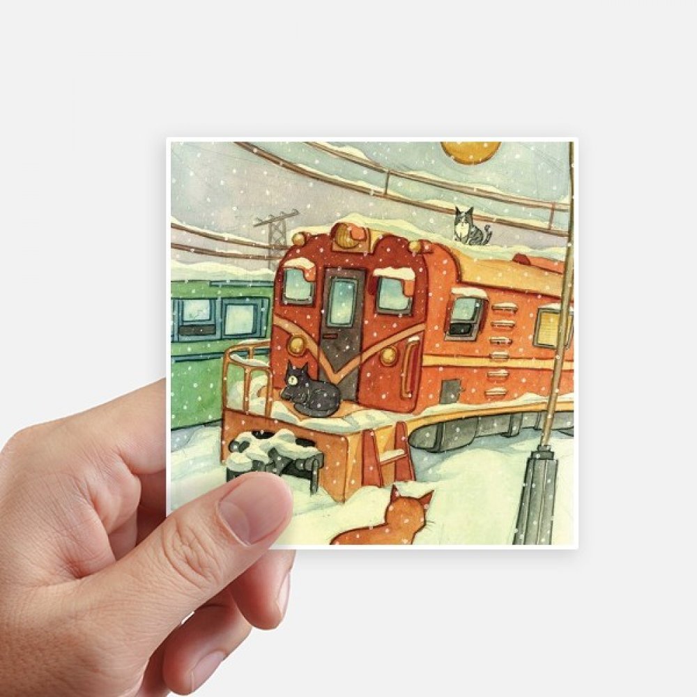 Autocollant chat hiver train 10cm pour protéger et embellir votre ordinateur