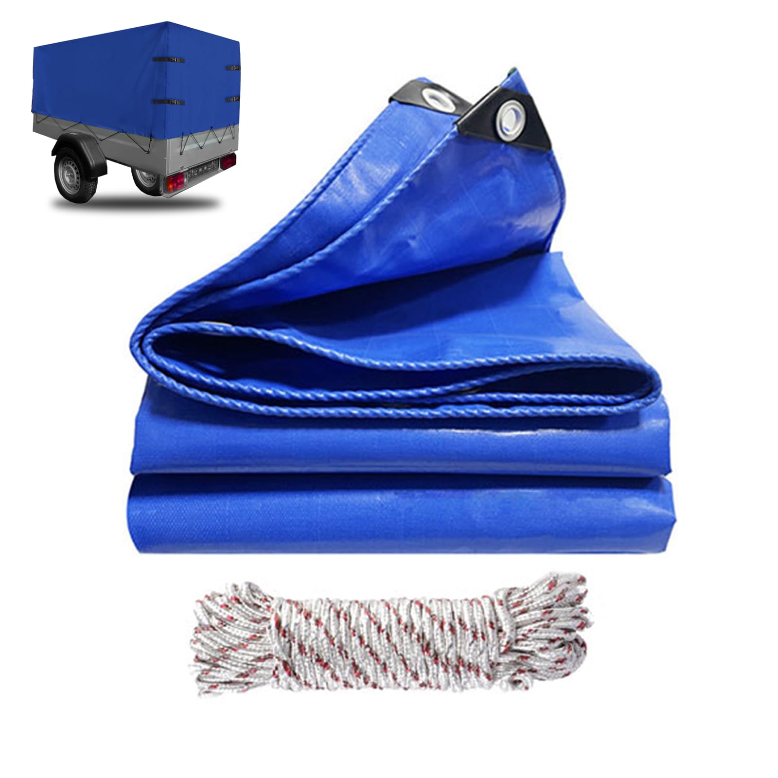 Jianyana Waterproof Tarpaulin, 440G/M² Pvc Heavy Duty Tarpaulin UV-Anti Tarp Multi-Purpose Cover Reinforced Eyelets For Outdoor, Blue (4 ×5m) — image 1