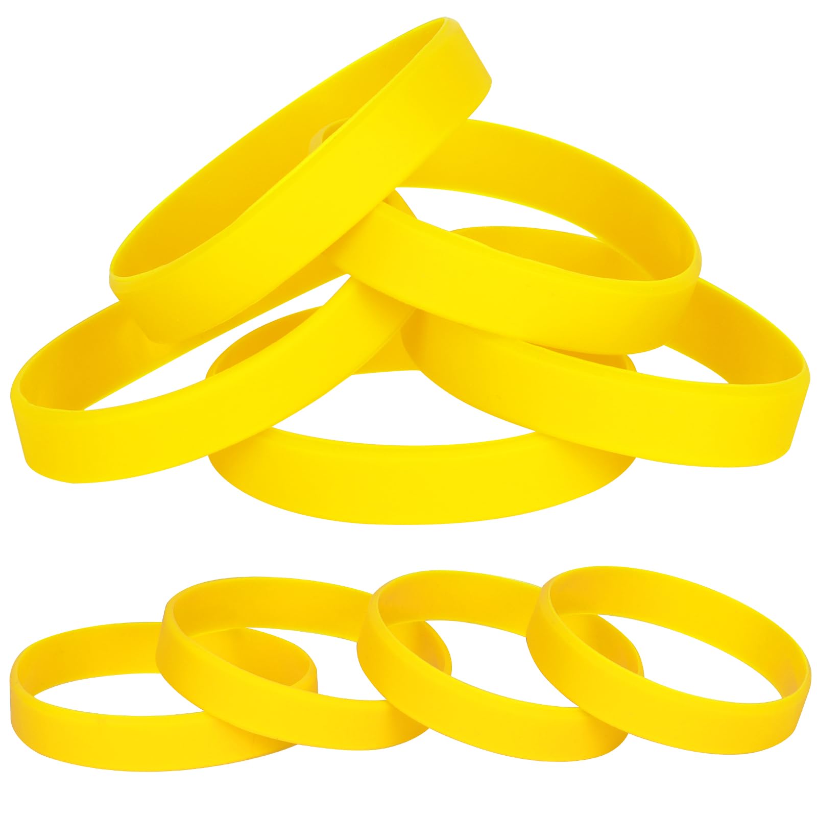 LVNRIDS Yellow Silicone Elastic Wristbands Rubber Bracelets 25 Pcs for Teen Kid, 18 cm Length Coloured Wrist Bands Silicone for Business School Activity Party Events Music Festival