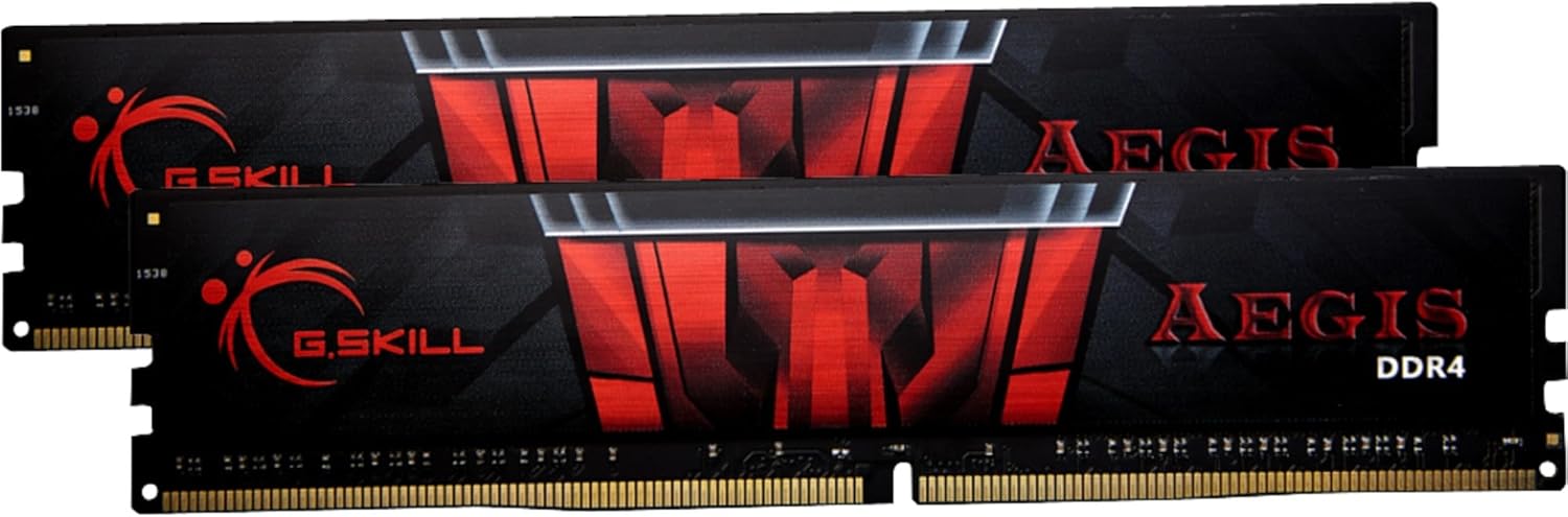 G.Skill Kit Barrettes mémoire 16Go (2x8Go) DIMM DDR4 Aegis PC4-19200 (2400 Mhz) (Noir et Rouge)