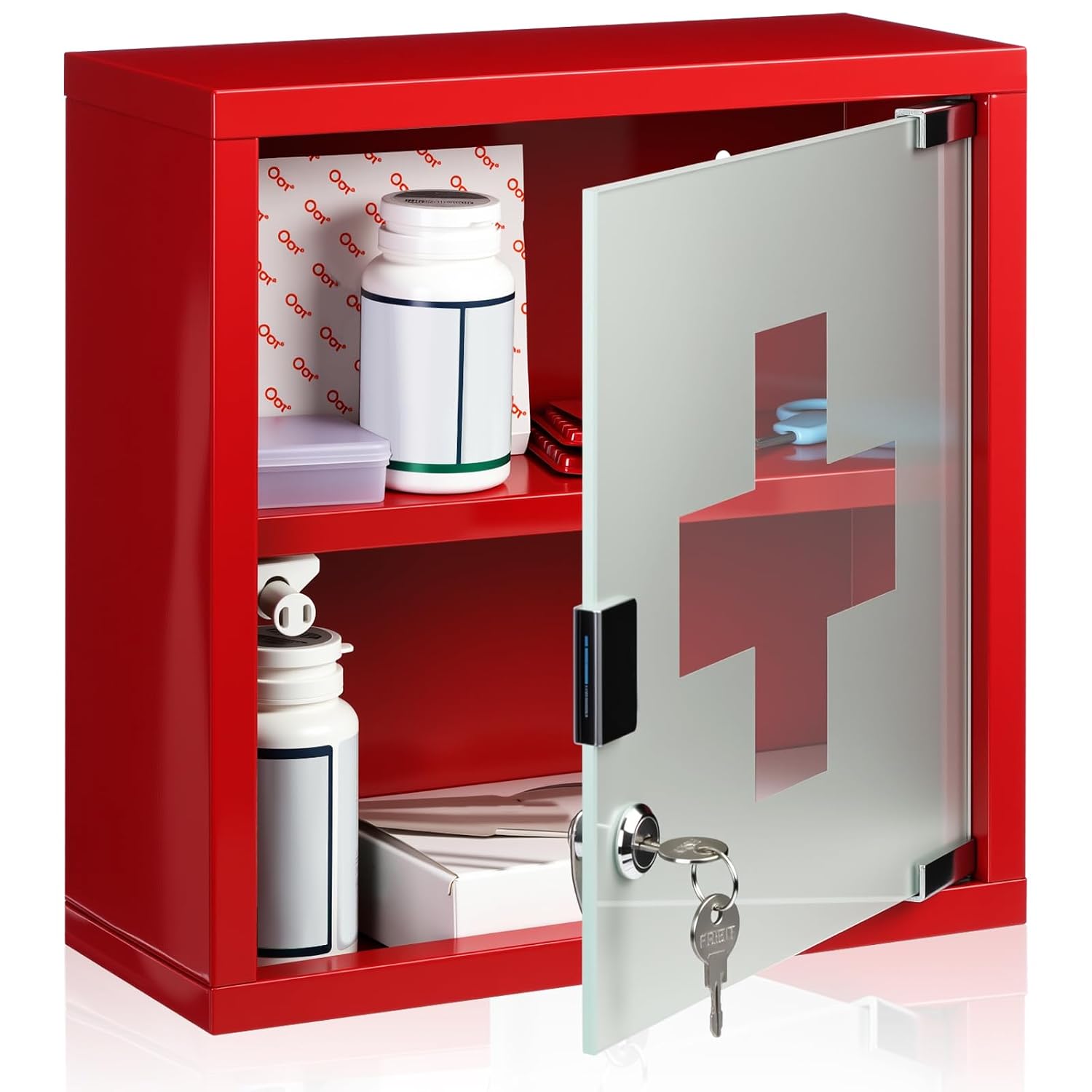 Timgle First Aid Wall Cabinet with Lock Medicine Wall Mounted Bathroom Storage Hanging Medical Cabinet with Safety Glass D... - Review, Price and Buying Guide