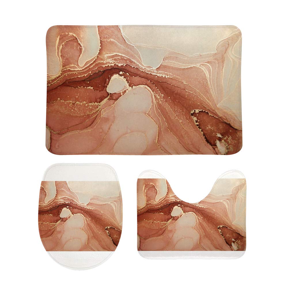 Tapis de salle de bain lot de 3 antidérapants et lavables avec contour U