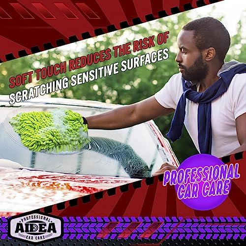 AIDEA Car Wash Mitt Microfiber-2PK, Car Wash Brush, Green, 7.12''X10.14'' - 3