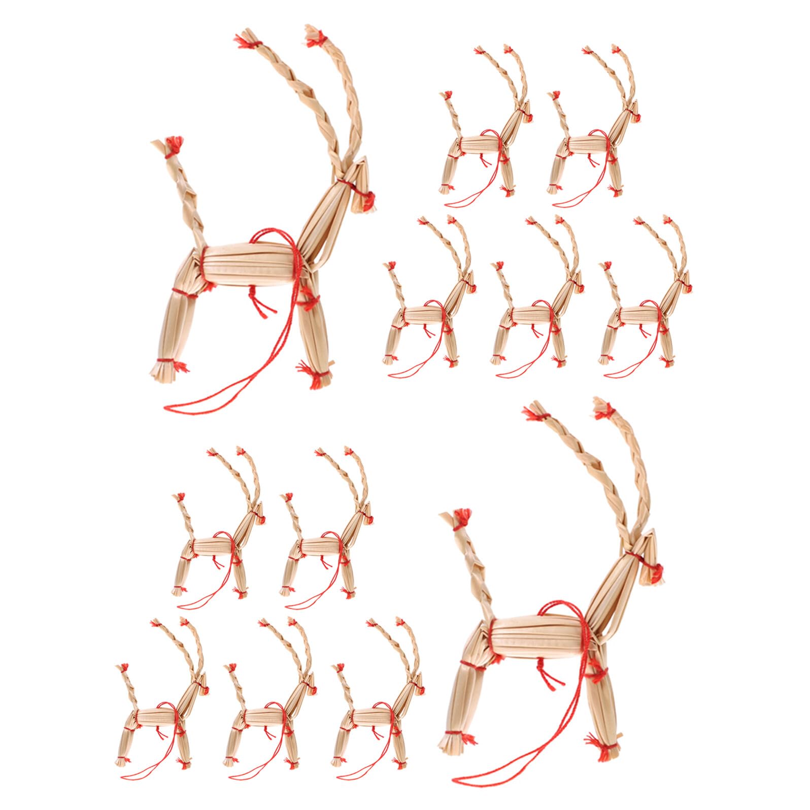 GLEAVI 12pièces Décorations de Noël Paille Ornements de Cerf Scandinaves Décorations Suspendues pour Sapin de Noël Style Champêtre Traditionnel