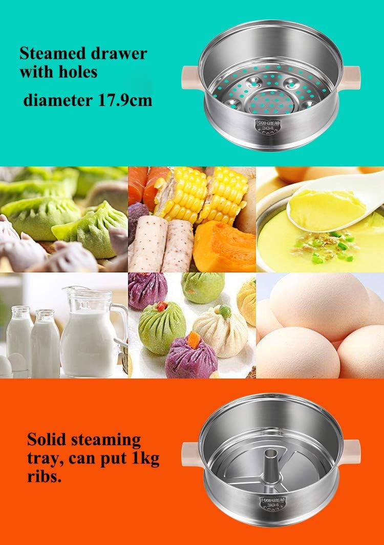 NEWTRY Electric Food Steamer 3-5 Tier Vegetable Steamer Multifunctional Stainless Steel for Cooking Vegetables Grains Meats Egg Stackable Baskets with Timer (4 Layer)