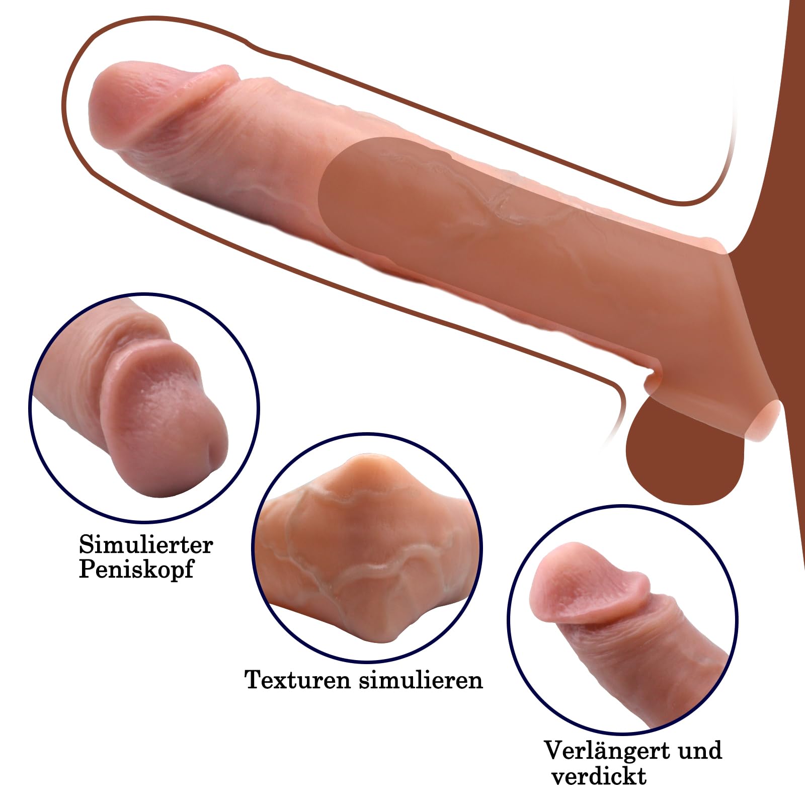 BDSMYEE - Funda para pene con vibrador para alargamiento de pene, 21 cm, silicona, juguete sexual erótico para hombres