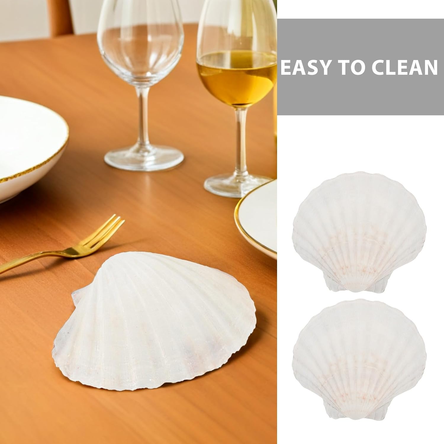 20pcs Natural Scallop Shells 10-12cm for Cooking and Serving Seafood Bbq Reusable Shell Baking Dishes Portable Tableware Set for Outdoor Dining and Party Use