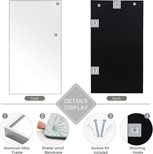 Miniatura 10 de MIRUO Espejo de longitud completa de 59 x 20 pulgadas, espejo de cuerpo completo, espejo de piso y de longitud completa para decoración de pared,