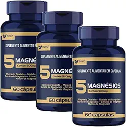 5 Magnesio Quelato Malato Taurato 60 Capsulas 3 Unidades