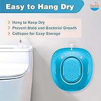 Vista 6 de Pochik Baño de asiento para asiento de inodoro, hemorroides y cuidado posparto, asiento de vapor Yoni, remojo perineal, plegable, manguera